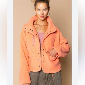 POL Women's Vibrant Orange Teddy Jacket